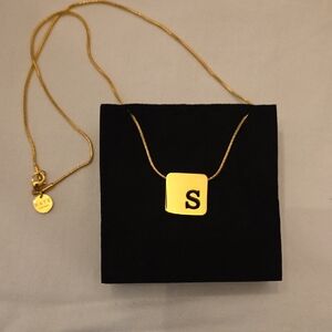 Rustic Cuff, "Kate 48" Gold Tone Initial "S", Necklace NIB